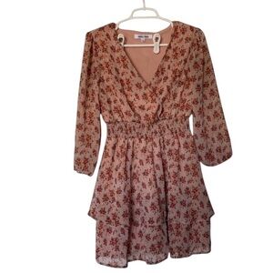 Mimi Chica NWOT Dusty Rose Dress Size M, ruffled skirt & Gathered waist.